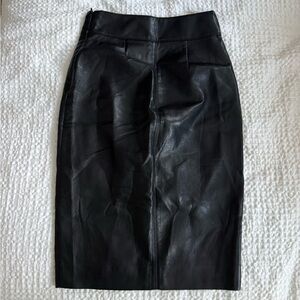 Babaton Black Leather Pencil Skirt